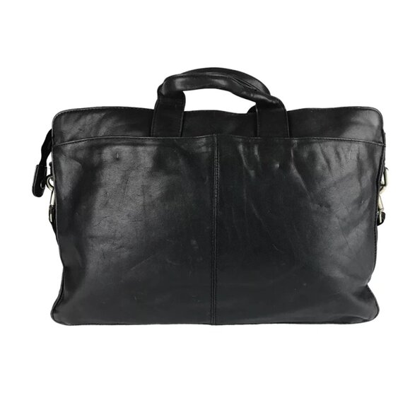 Kenneth Cole Unisex Black Leather Inner Pockets Detachable Straps Messenger Bag - Picture 3 of 8